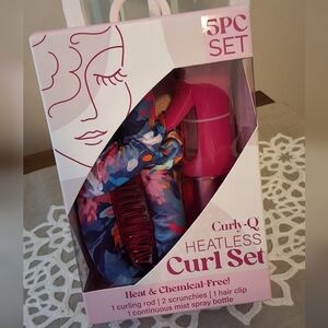 NEW Curly-Q Heatless Curl Set with Floral Scrunchies